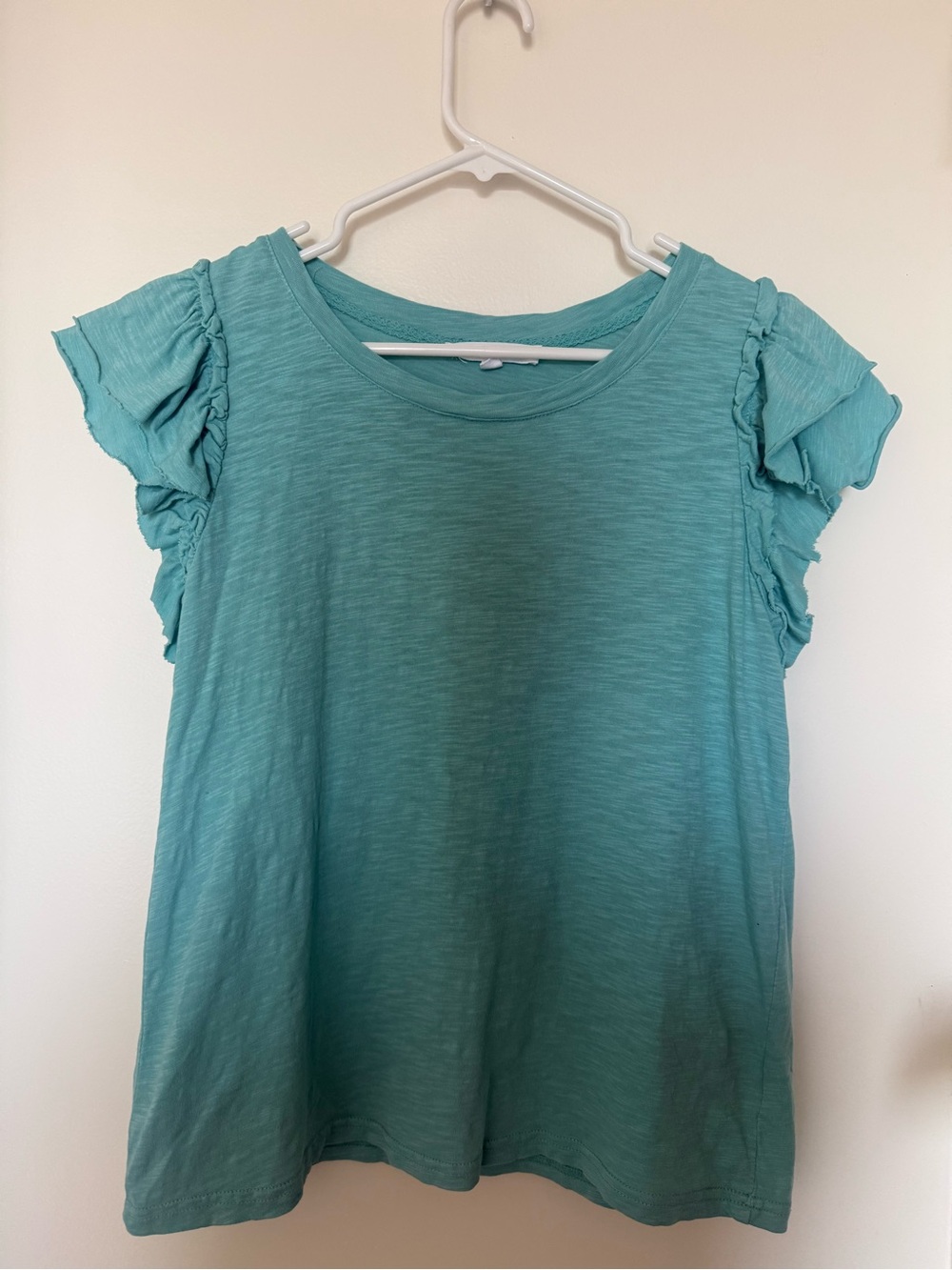 Jane + Delancey Aqua Mineral Wash Ruffle Sleeve Cotton Top Size S
